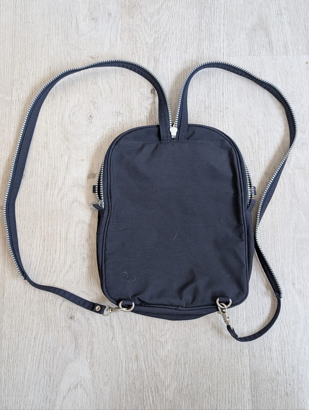 NR Navy Blue Everyday Practical Lightweight Nylon Backpack with Silver Zipper - Picture 3 of 13